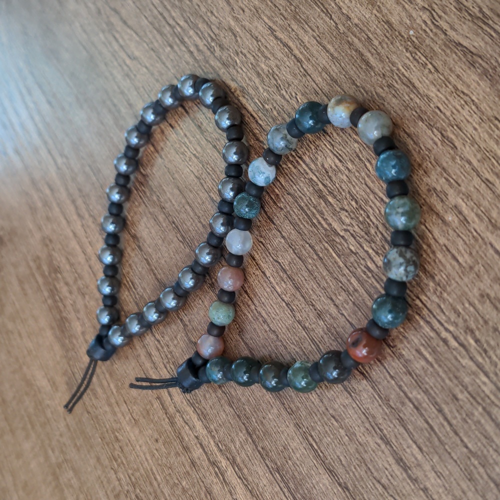 Fancy Jasper and Hematite Beaded Power Bracelets
